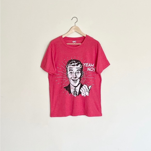 NEW 50s Guy “Yeah No!” Vintage Illustration Graphic Red T Shirt Adult Medium - Picture 1 of 5